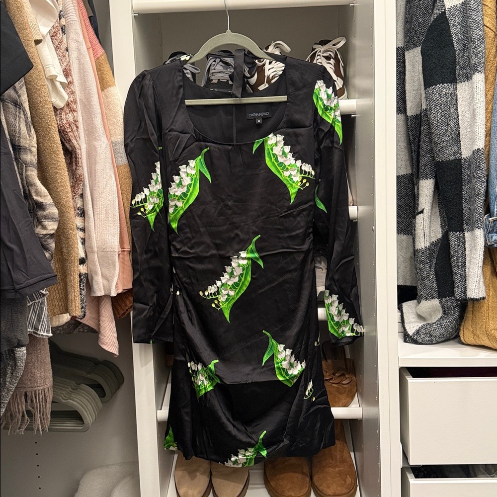 Cynthia Rowley Black Dress with Green Accents